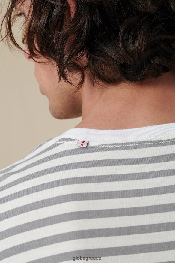 είδη ένδυσης Globe Brand ριγέ μπλουζάκι ορίζοντα άσπρο VR008N292